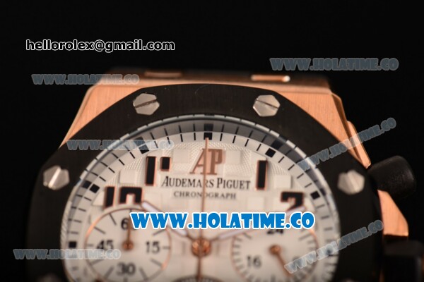 Audemars Piguet Royal Oak Offshore Miyota OS20 Quartz Rose Gold Case with White Dial and Arabic Numeral Markers - PVD Bezel (EF) - Click Image to Close